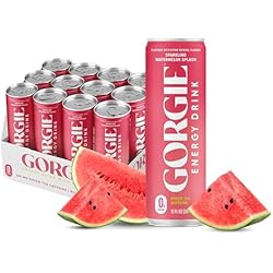 GORGIE Sugar Free Natural Energy Drinks, Sparkling Watermelon Crush (12 Pack) - Healthy Energy Drink - Natural Coffee Replacement with Green Tea Caffeine and Biotin, 150mg Caffeine, Vegan, Low Calorie