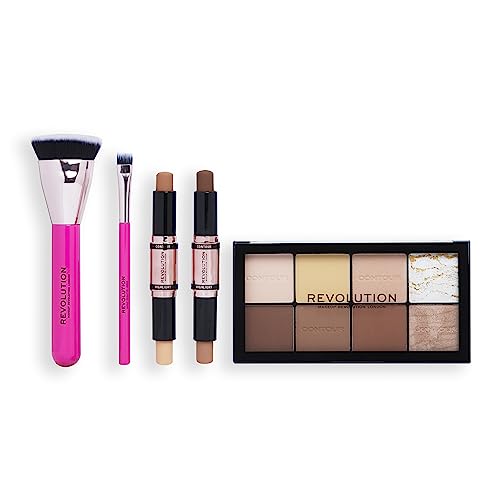 Makeup Revolution All About The Contour Makeup Set, Contouring Kit with Brushes and Palette - Image 3
