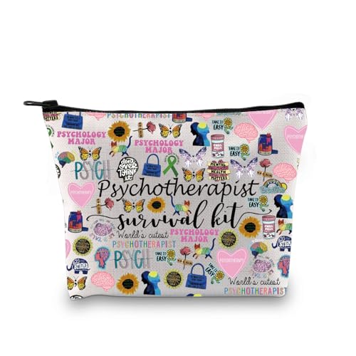 JTOUK Psychotherapist Gift Mental Health Therapist Makeup Bag Psychotherapist Survival kit Thank You Gift for Psychological Counselor Teacher (Psychotherapist Bag EU)