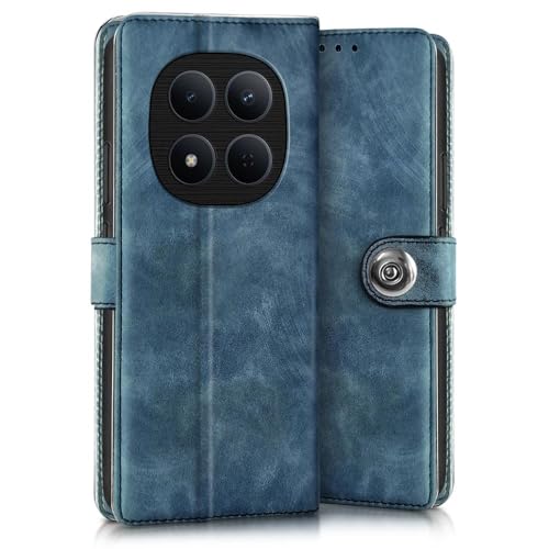 Image of WOW IMAGINE Shock Proof Flip Cover Back Case for Redmi Note 15 Pro 5G (Magnetic Button Flip Case | Wallet Pockets & Stand | Leather Finish | Aquamarine)