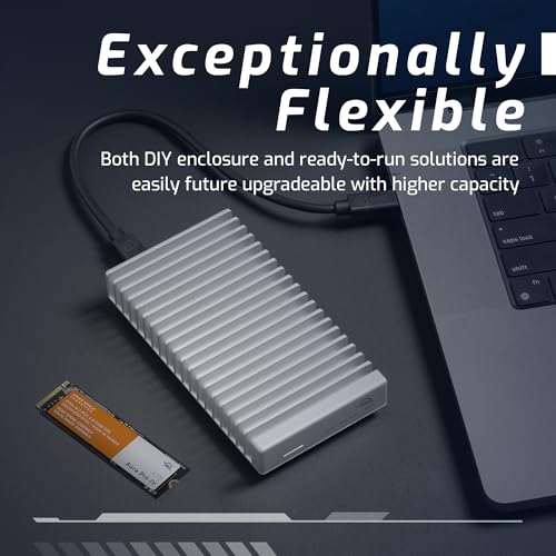 Image of OWC 2TB Express 1M2 80Gb /s Portable NVMe SSD USB4 (Thunderbolt Compatible /USB-C) Ultra Fast External SSD Drive with Aluminum Heat Sink Enclosure
