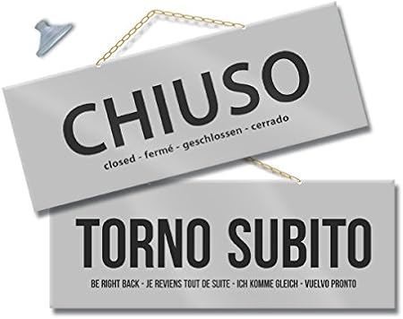 Cartello CHIUSO E TORNO SUBITO Per Negozi - Maxi Formato Bifacciale Con Catenella - Foto 7