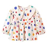 Rumyve Baby Girls Blouse, Fall Long Sleeve, Colorful Spot Girls Blouse with Elastic Cuffs for Toddler Girls