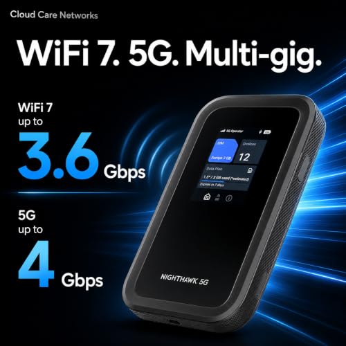 Image of NETGEAR Nighthawk 5G Mobile Hotspot M7 | eSIM or SIM | Portable WiFi 7 Router for Travel in 140+ Countries | 5G /4G LTE | 3.6Gbps Speed | Cloud Care Networks Powered by AT&T, T-Mobile, Verizon (MH7150)