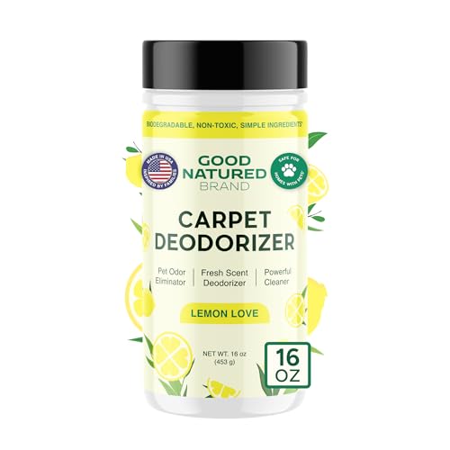 Image of Good Natured Brand | Carpet Freshener & Deodorizer Powder | 16 oz Pet Odor Eliminator for Strong Odor & Pet Urine | Fresh Natural Lemon Scent | Safe for Homes with Pets