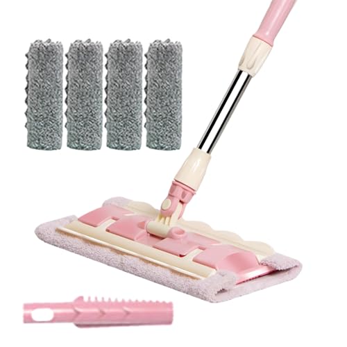 Fregona de parquet | Fregona de azulejo con 4 fregonas lavables,Acero extensible Y Herramienta De Limpieza Giratoria De 360 Grados Para Cocina Garaje Baño