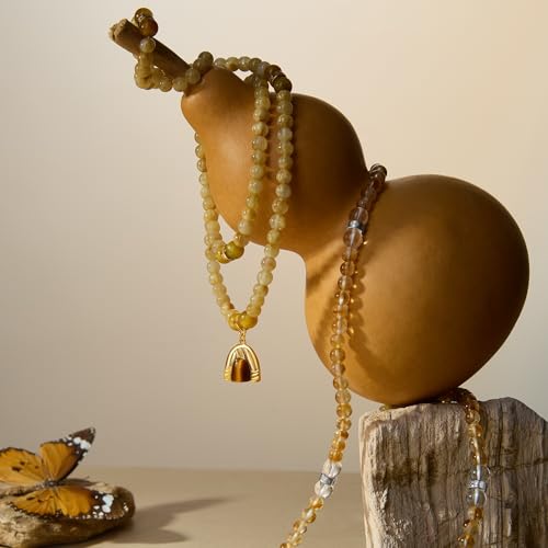 Image of Five Elements 18K Gold Vermeil 3 Layered Crystal Gemstone Beads Bracelet & Necklace for women Solid 925 Sterling Silver 18K Gold or White Gold Plated jewelry