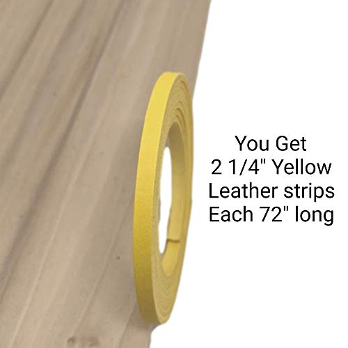 Tofl Leather Straps | 2 Pieces | 72 Inches Long | 1/4 Inch Wide | 1/8 Inch Thick | Baseball And Softball Mitt And Glove Lace, Jewelry, Hanging Pictures, Shelves, Decorating Furniture | Yellow #TOP2