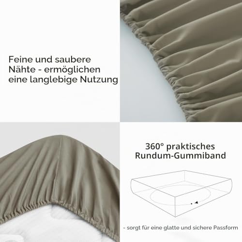 RUIKASI Spannbettlaken 180x200cm Taupe Bettlaken - Oeko Tex Spannbetttuch 180x200 Bettbezug… – Ansicht 8