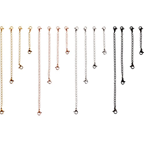 16 Pieces Necklace Extenders Black Jewelry Chain Extension Set for DIY Bracelet Making Stainless Steel 4 Colors 4 Sizes by TecUnite - Image 5