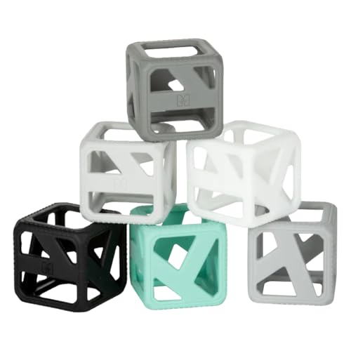 Image of Malarkey Kids Stack N Chew - Mini Cubes Baby Chew Toy Monochrome - Develops Fine Motor Skills, Increases Grip Strength, Stimulates Hand-Eye Coordination (Monochrome)