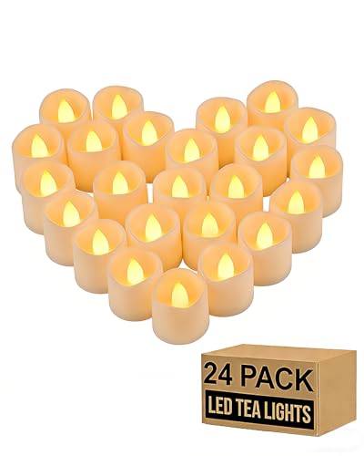 Image of Gmnee 24Pcs Tea Lights Battery Operated, 200+Hours Small LED Candles | Flameless Tealights Candles for Christmas, Wedding, Party, and Halloween Decoration (Battery Included)