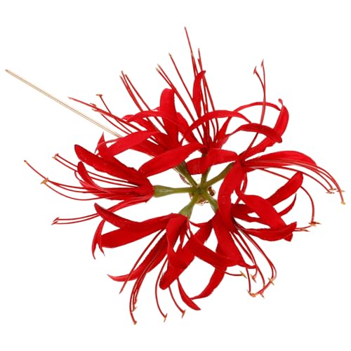 Épingle chinoise en alliage robuste et fleur de lys rouge sculptée, bijou de tête pour Hanfu