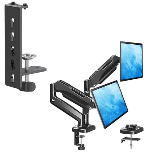 Image of MOUNTUP Dual Monitor Stand for Desk and Desk C-Clamp Extension for Max 6 inch Thick Desktops