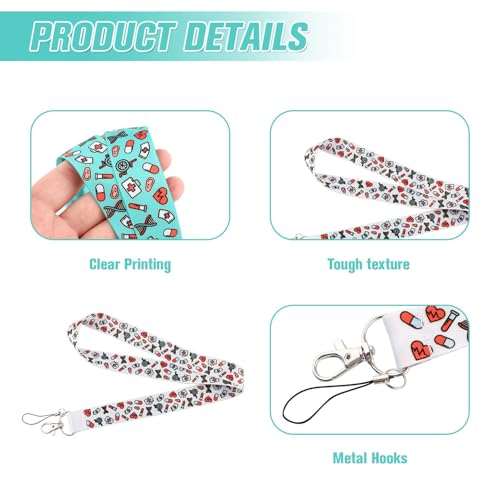 BIVOFU 2 X Id Lanyards, Lanyard Cute Pattern, Strap Badge Lanyards, Lanyard with Key Chain, Umhängeband Mit Schlüsselbund, Stilvolles Lanyard Mit Sicherem Clip Und Sanitärinstrument Design