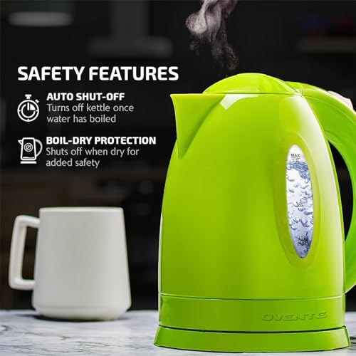 Hervidor Eléctrico Ovente 1.7L Blanco y Verde miniatura 6