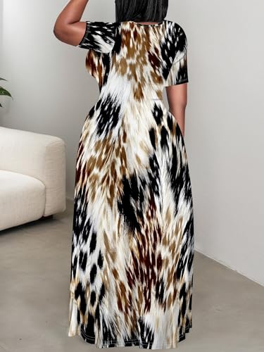 Image of SUZONANA Plus Size Dresses for Women Summer Casual Maxi Dress Short Sleeve Loose Vacation Dress