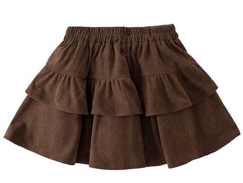 Toddler Kid Girls Vintage Corduroy Mini Skirt High Waisted Y2K Ruffle Skirts with Liner 3-12Y