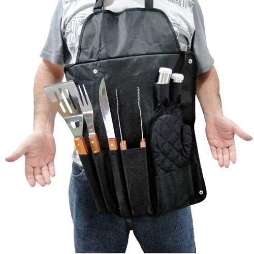Kit Churrasco 8 Peças Inox com estojo avental CBRN03709 - Commerce Brasil
