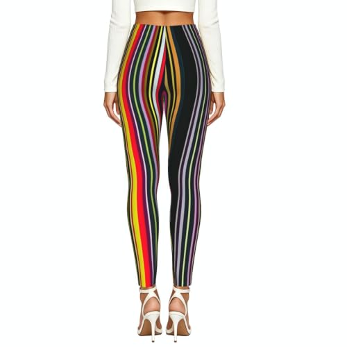 Leggings elásticos anti-transparencias con estampado de rayas verticales mujer 4