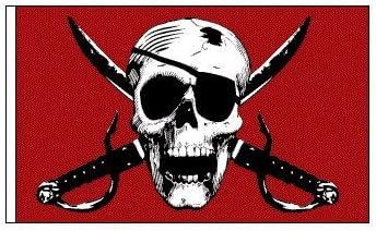 6 ft. Red Pirate Skull Bicycle Safety Flag with Rear Axle Mounting Bracket