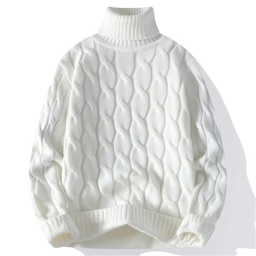 Men’S Turtleneck Long Sleeve Thread Sweater Solid Color Thick Warm Loose Casual Knitted Pullover Sweater2