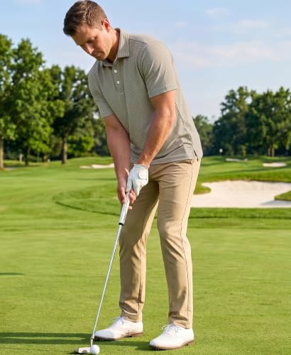 Camisetas polo para hombre KYKU, de manga corta con rayas, tejido transpirable y elástico, ideal para golf, oficina y uso diario miniatura 4