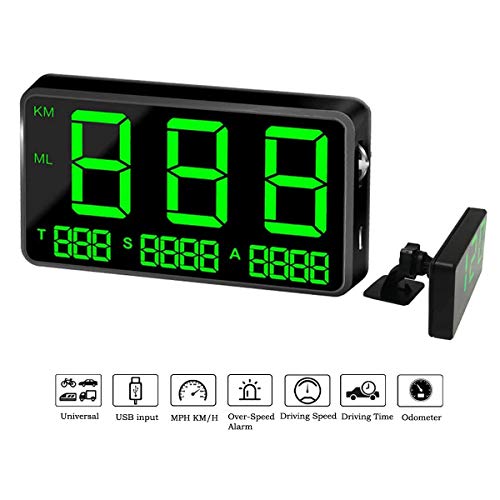 kingneed Velocmetro GPS C80 Auto HUD Head Up Display con alarma de velocidad MPH/KMH, alarma de conduccin de fatiga, pantalla LED de 4,5 pulgadas para todos los vehculos, bicicletas y motocicletas