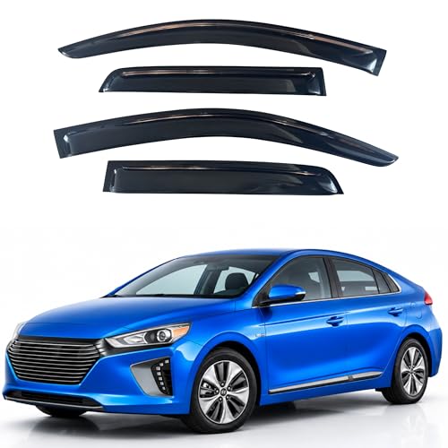 Image of IG Window Visors Fit for 2017-2022 Hyundai Ioniq Hybrid, Out-Channel Rain Guards Vent Wind Deflectors 4PC, Car Accessories for 17-22 Ioniq Hybrid