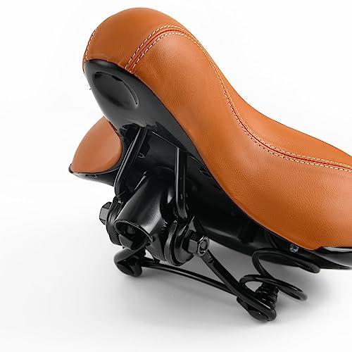 EIRONA Comfort Bicycle Saddle &ndash; Shock-Absorbing Bike Seat with Extra Cushion, Wide Design, Brown