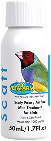 FabFinchesUK Vetafarm SCATT 50ml Air Sac Mite Bird Mites Red Mite Scaly Face Lice Spot on Treatment for All Birds Finches Budgies Canaries