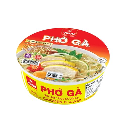 VIFON Phở Gà, Instant Rice Noodles Chicken Flavor Bowl (70