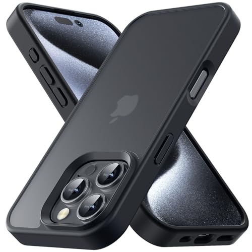 Yriklso for iPhone 16 Pro Case, Shockproof for iPhone 16 Pro Phone Case, Military Grade Drop Protection, Protective Hard Back Slim Translucent Cover，Black