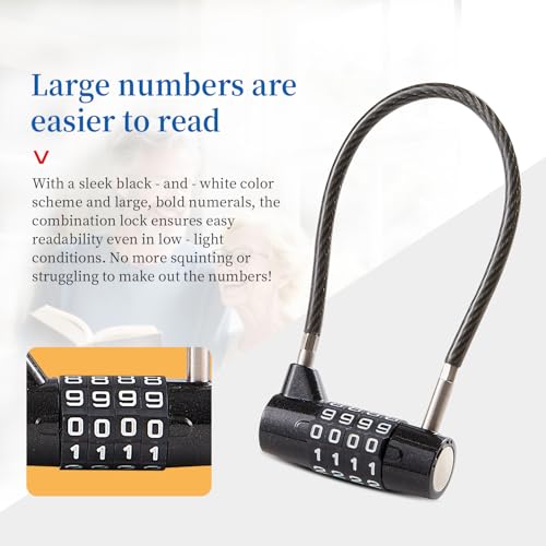 Image of Combination Lock with Long Cable Durable Flexible 4 Digits Combo Locks 7.5 inch Locker Lock for Gym Locker School Cabinet Barn Gates /Sheds /Pet Cages Backpack Suitcase (7.5 inch)