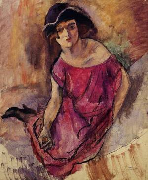 Peinture à l'huile décorative Jules Pascin, tableau vintage 1916 pour bureau