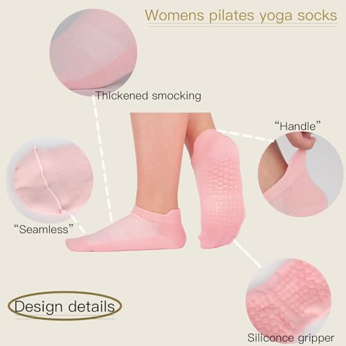 Image of Pilates Socks with Grips for Womens Athletic Gym Yoga Barre Dance Non Slip Skid Socks for Women