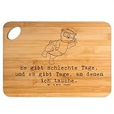 Mr. & Mrs. Panda Bambus - Schneidebrett Tauchen - Geschenk, Sportler, Tauchschule, Dive, Holz Bretter, Dankeschön, Schneidbrett, Auszeichnung,