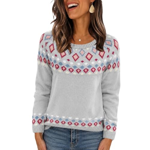 Pullover Sweaters for Women Crew Neck Graphic Print Casual Tunic Sweaters - image 1