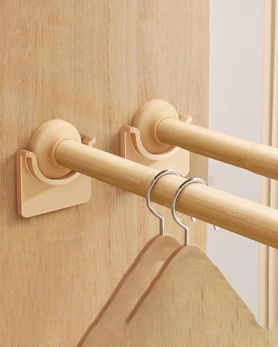 Paquete de 2 barras extensibles para armario, con tornillos de soporte, barra redonda para armario, dormitorio, baño