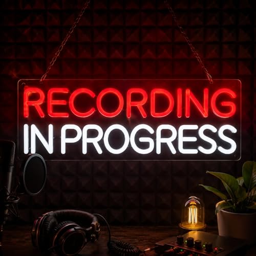 Recording in Progress Neon Sign USB Powered LED Light for Studio