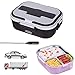 KUMADAI Lunch Box podgrzewacz do samochodu 12V/24V, Bento Izolowane pojemniki na gorące posiłki, elektryczne podgrzewanie pudełko na lunch ze stali nierdzewnej, przenośna łyżka, brązowa, brązowa, brązowa