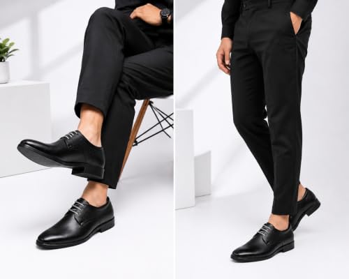 Image of Men's Formal Derby Shoes, Lace-Up, Micro-Perforated Panels, Cushioned Lining, Lightweight, for Suits, Blazers, and Wedding Tuxedos
