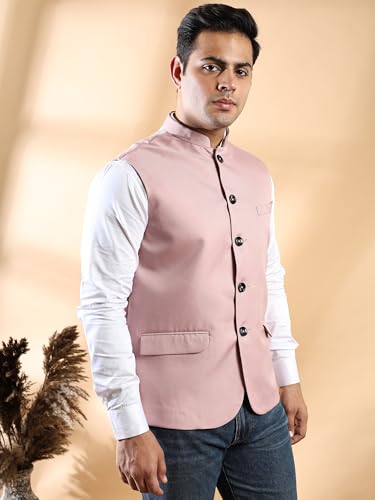 Image of Ethluxis Men's Designer Solid Nehru Jacket /Waist Coat /Bandhgala