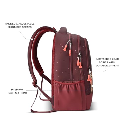 Image of Gear Fiction 2 4 Compartment Backpack 19 inch /39L Large Water Resistant School Bag /Casual 4 Compartment Backpack /Daypack /Kids Bag for Boys /Girls (Maroon-Orange)