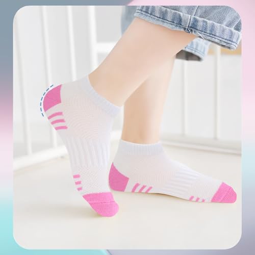 Bemeol Girls Socks 12 Pairs Kids Ankle Athletic Sock Cotton Sports Low Cut Socks for Little Big Girls4