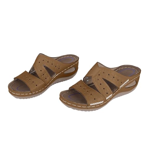 aaSccex Sandalias y chanclas para mujer, sandalias ortopédicas para mujer, pantuflas con soporte de arco, pantuflas de casa para verano, zapatos de playa, zapatos planos para mujer, sandalias de cuña