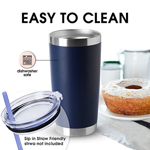 Hasle Outfitters 20Oz Tumblers Bulk Stainless Steel Cup With Lid Double Wall Vacuum Insulated Coffee Mug For Cold & Hot Drinks 8 Pack, Navy #TOP2