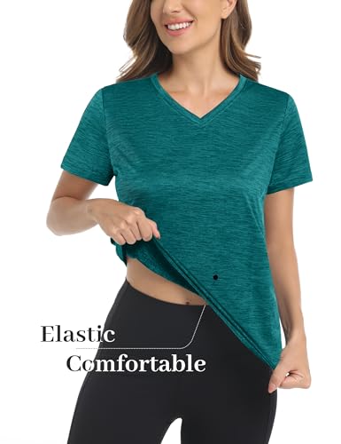 Image of MAGCOMSEN Women's Short Sleeve T-Shirt Quick Dry Athletic Tee Shirt Running Workout Yoga Top Tee Performance Shirts