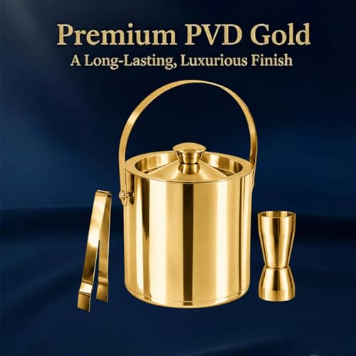 Image of FINALITY Stainless Steel Double Walled Insulated Ice Bucket (GOLD POLISH SET)