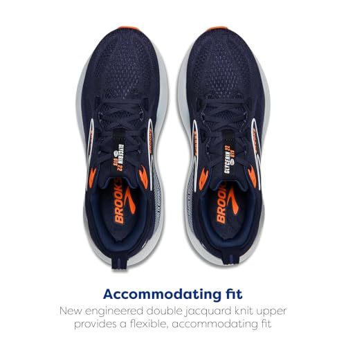Brooks Men’s Glycerin GTS 22 Supportive Running Shoe - Peacoat/Blue Ribbon/Orange - 12 Medium